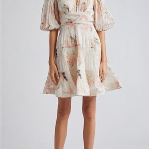 Zimmermann Cream and Pink Mini Dress